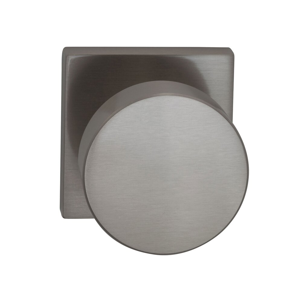 Single Dummy Puck Knob with Square Rose in Satin Nickel Lacquered Plated, Lacquered