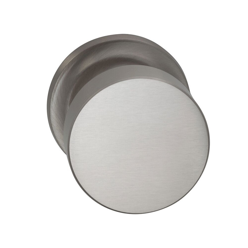 Double Dummy Puck Knob with Traditional Rose in Satin Nickel Lacquered Plated, Lacquered