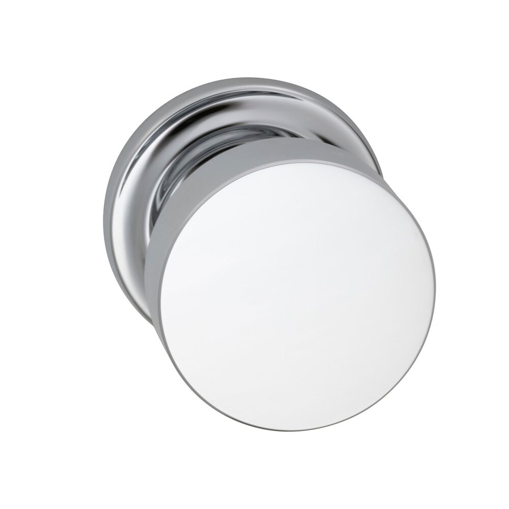 Passage Puck Knob with Traditional Rose in Polished Chrome Plated
