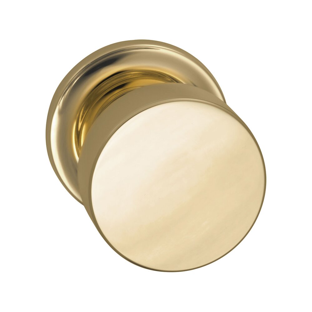 Privacy Puck Knob with Traditional Rose in Polished Brass Lacquered