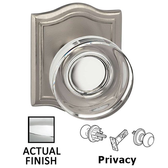 Privacy Puck Glass Knob With Arched Rose in Polished Chrome