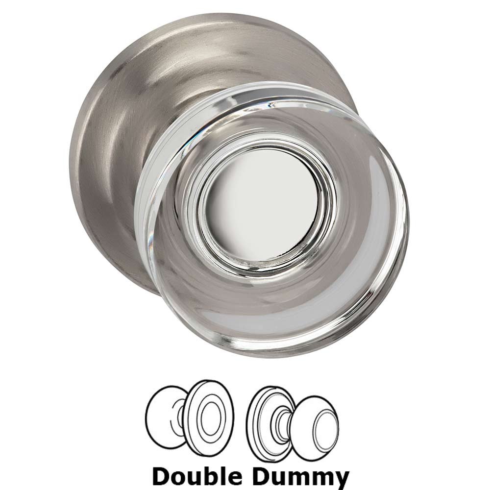 Double Dummy Puck Glass Knob With Traditional Rose in Satin Nickel Lacquered