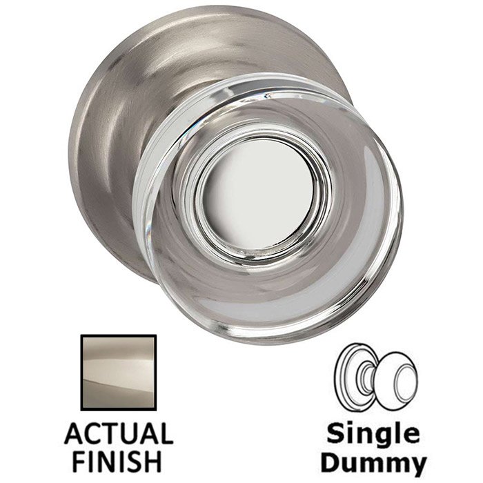 Single Dummy Puck Glass Knob With Traditional Rose in Polished Polished Nickel Lacquered