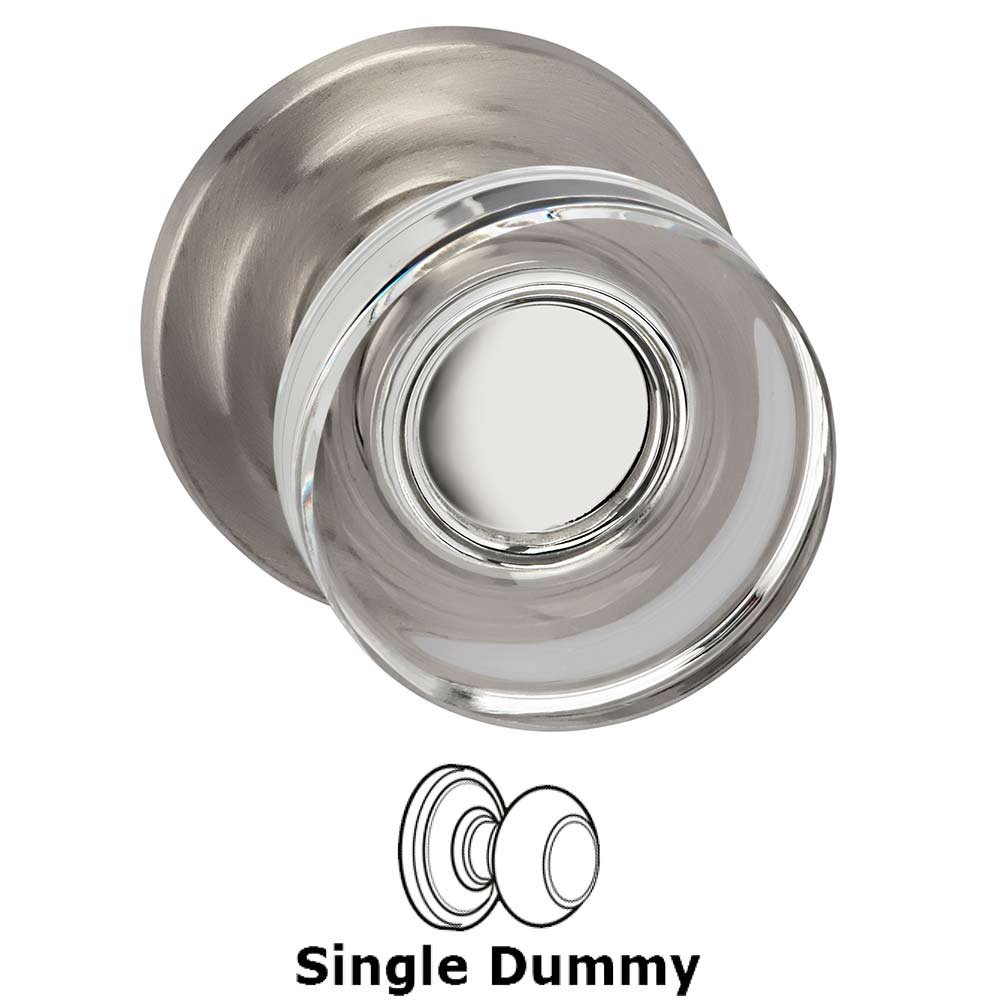 Single Dummy Puck Glass Knob With Traditional Rose in Satin Nickel Lacquered
