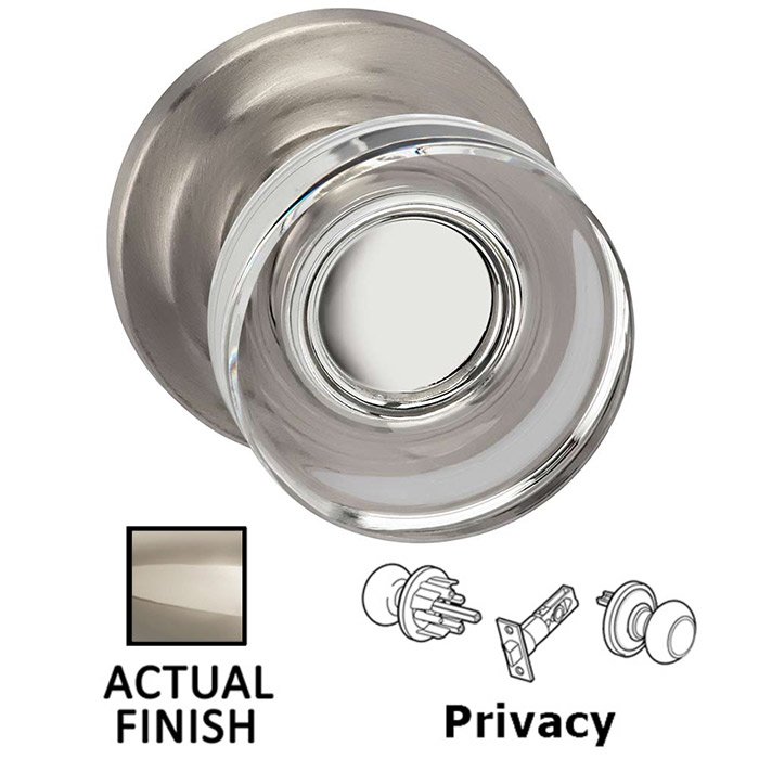 Privacy Puck Glass Knob With Traditional Rose in Polished Polished Nickel Lacquered
