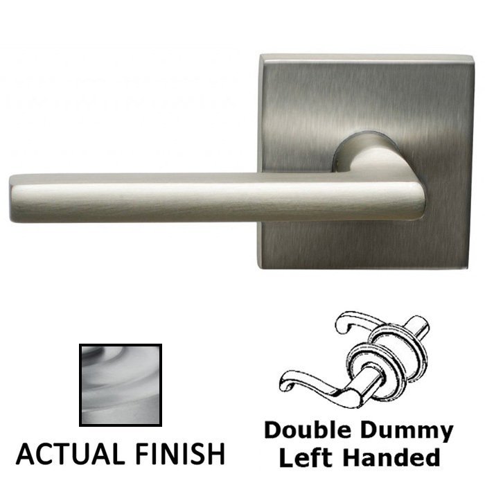 Double Dummy Left Handed Lever with Square Rosette in Satin Chrome