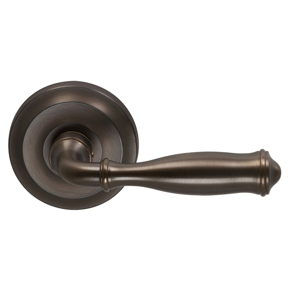 Privacy Traditions Right Handed Lever with Radial Rosette in Antique Bronze Unlacquered