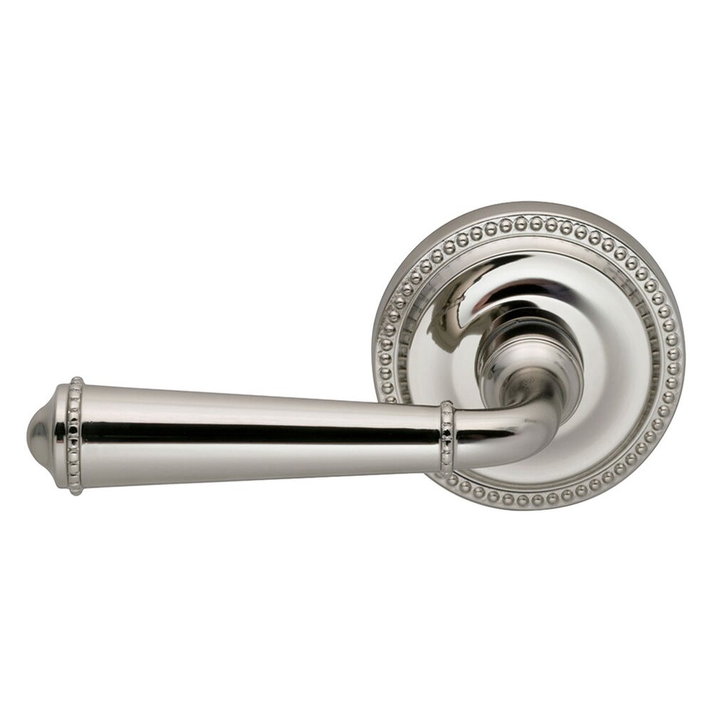 Passage Traditions Left Handed Beaded Lever with Beaded Rosette in Polished Nickel Lacquered
