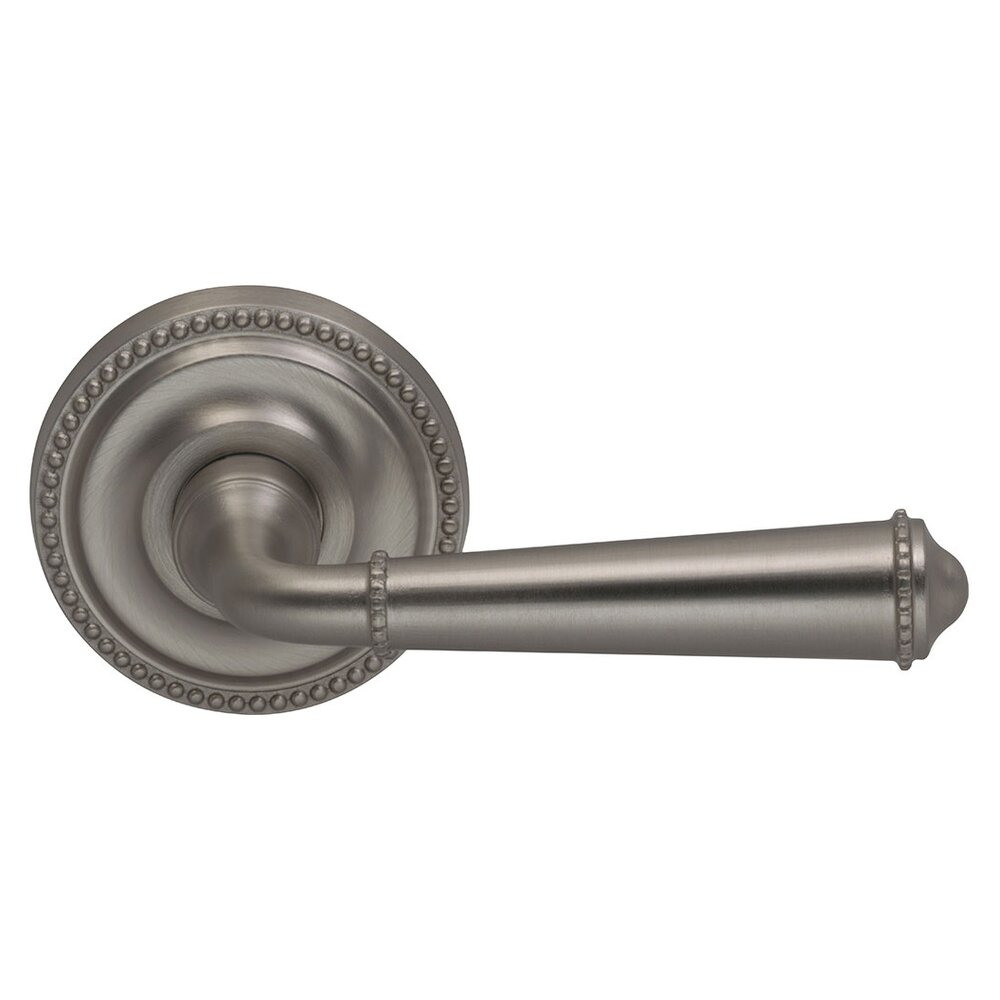 Single Dummy Traditions Right Handed Beaded Lever with Beaded Rosette in Satin Nickel Lacquered