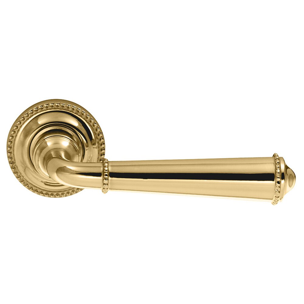 Passage Traditions Beaded Lever with Small Beaded Rosette in Polished Brass Unlacquered