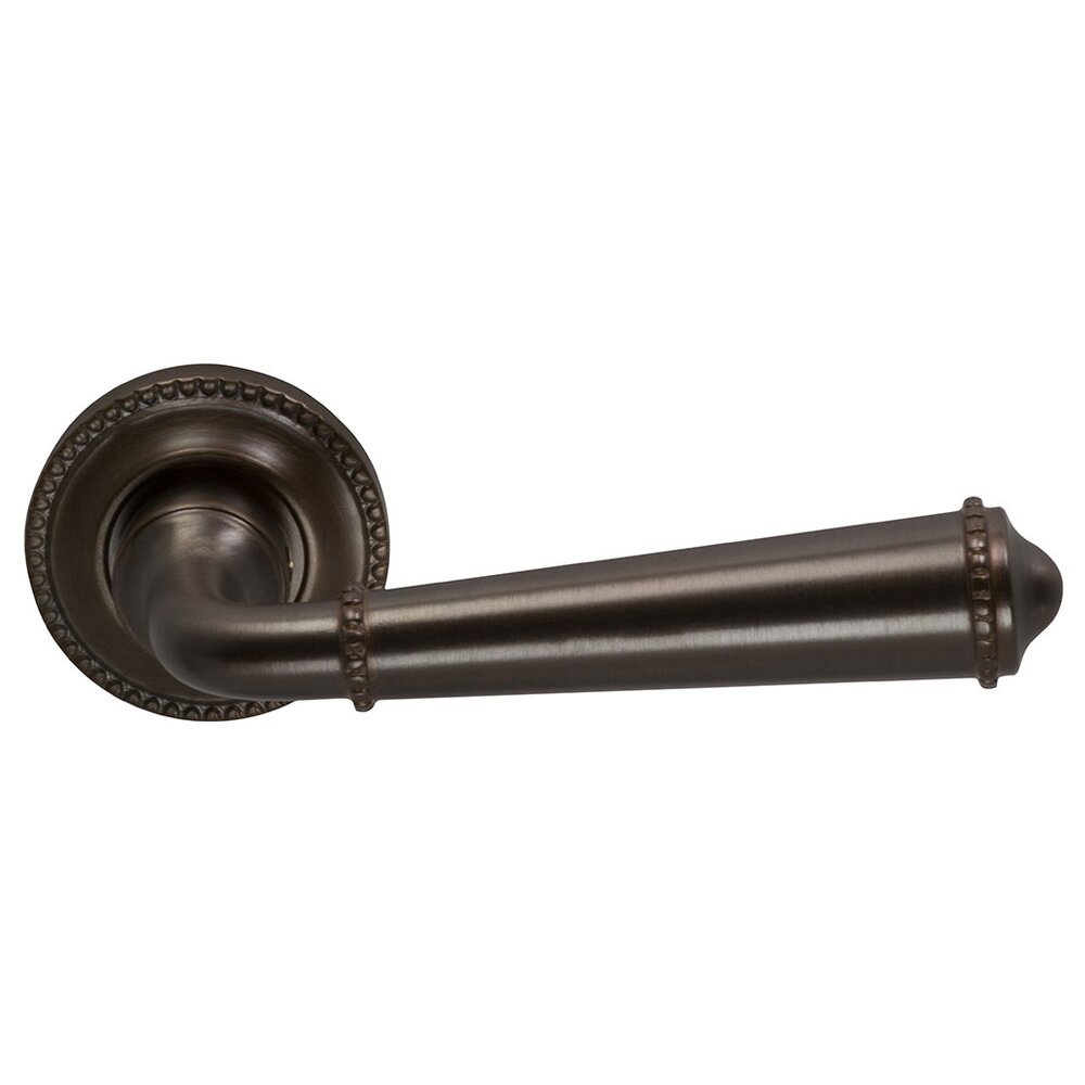 Passage Traditions Beaded Lever with Small Beaded Rosette in Antique Bronze Unlacquered