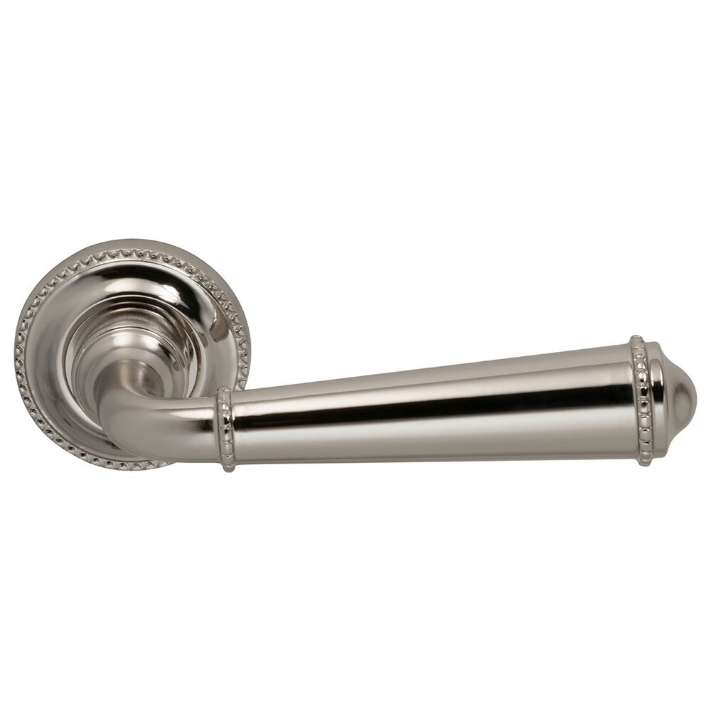 Single Dummy Traditions Beaded Lever with Small Beaded Rosette in Polished Nickel Lacquered