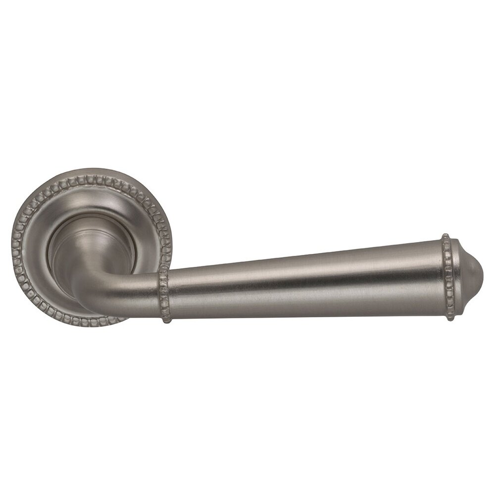 Single Dummy Traditions Beaded Lever with Small Beaded Rosette in Satin Nickel Lacquered