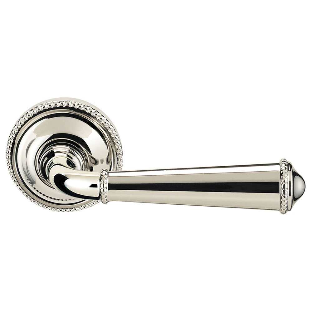 Passage Traditions Beaded Lever with Medium Beaded Rosette in Polished Nickel Lacquered