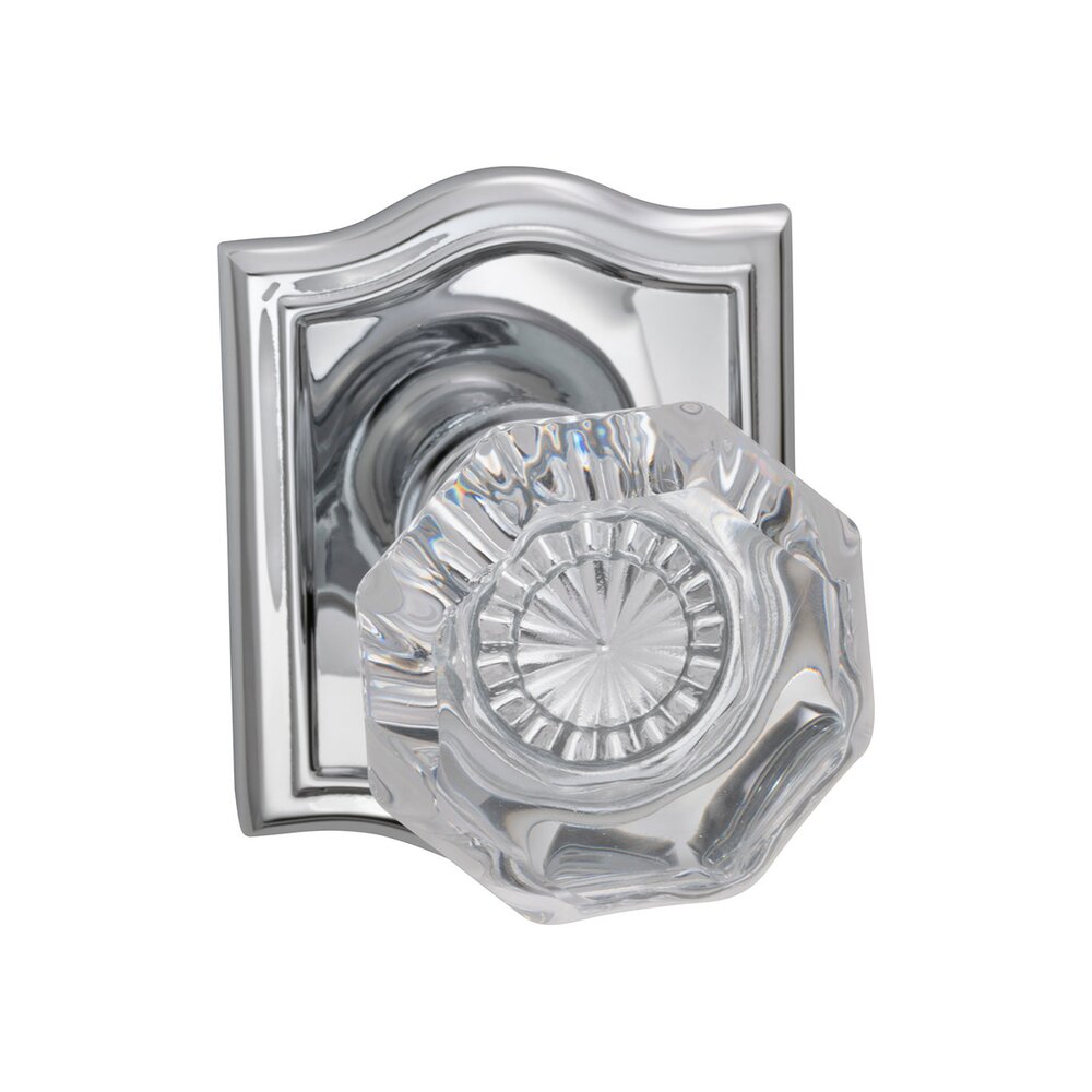 Single Dummy Glass Knob with Arch Rose in Polished Chrome
