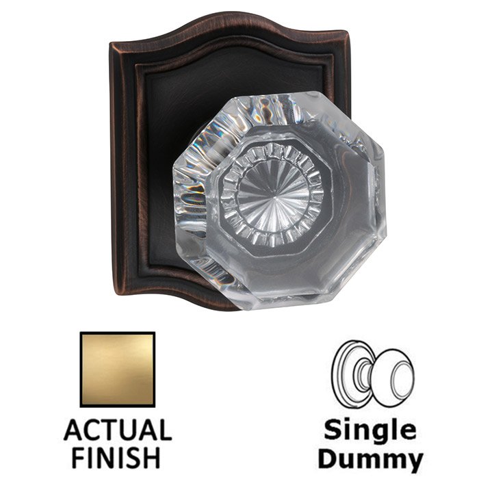 Single Dummy Classic Glass Knob With Arched Rose in Satin Brass Lacquered