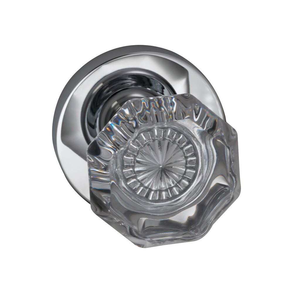 Privacy Glass Knob with Modern Rose in Polished Chrome