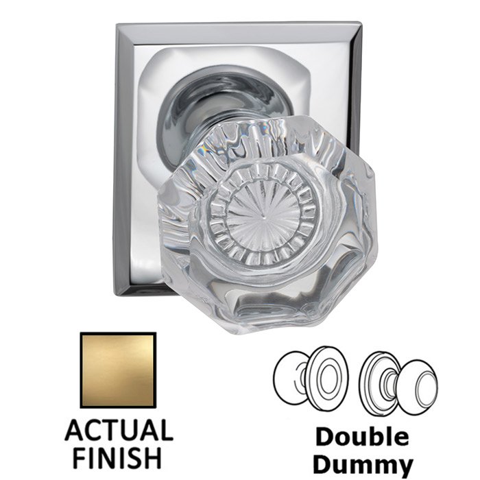 Double Dummy Classic Glass Knob With Rectangular Rose in Satin Brass Lacquered