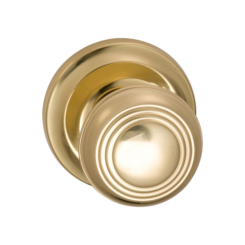 Passage Traditions Knob with Radial Rosette in Polished Brass Unlacquered