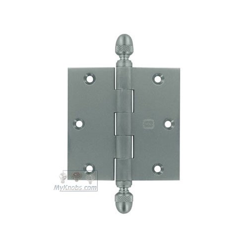3 1/2" x 3 1/2" Plain Bearing, Solid Brass Hinge with Acorn Finials in Satin Chrome