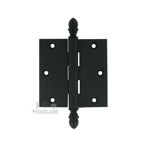 3 1/2" x 3 1/2" Plain Bearing, Solid Brass Hinge with Crown Finials in Oil-Rubbed Bronze, Lacquered