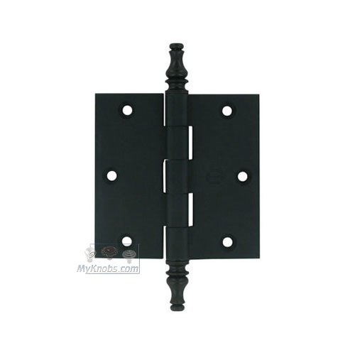 3 1/2" x 3 1/2" Plain Bearing, Solid Brass Hinge with Steeple Finials in Oil-Rubbed Bronze, Lacquered