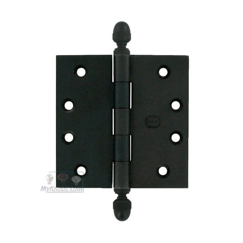 4" x 4" Plain Bearing, Solid Brass Hinge with Acorn Finials in Oil-Rubbed Bronze, Lacquered