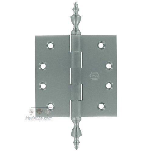 4" x 4" Plain Bearing, Solid Brass Hinge with Urn Finials in Satin Chrome