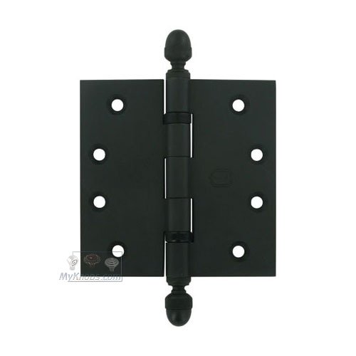 4" x 4" Ball Bearing, Solid Brass Hinge with Acorn Finials in Oil-Rubbed Bronze, Lacquered