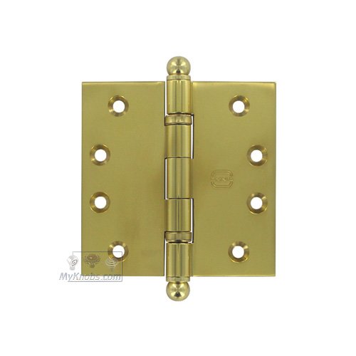 4" x 4" Ball Bearing, Solid Brass Hinge with Ball Finials in Max Brass&reg;