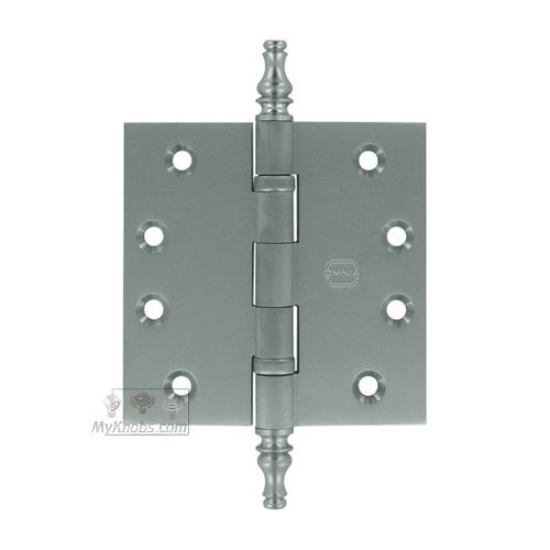 4" x 4" Ball Bearing, Solid Brass Hinge with Steeple Finials in Satin Chrome