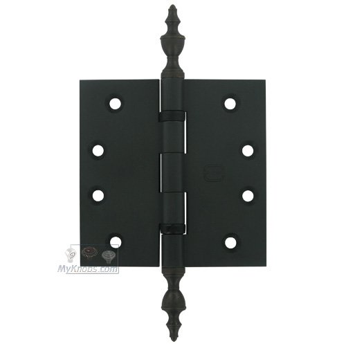 4" x 4" Ball Bearing, Solid Brass Hinge with Urn Finials in Oil-Rubbed Bronze, Lacquered