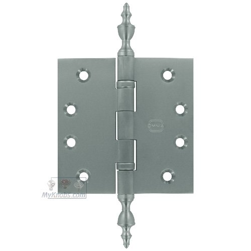 4" x 4" Ball Bearing, Solid Brass Hinge with Urn Finials in Satin Chrome