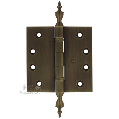 4" x 4" Ball Bearing, Solid Brass Hinge with Urn Finials in Shaded Bronze Lacquered, Lacquered