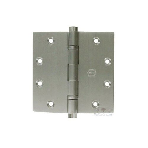 4" x 4" Ball Bearing, Button Tip Solid Brass Hinge in Satin Nickel Lacquered