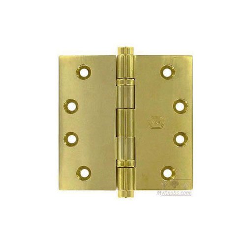 4" x 4" Ball Bearing, Button Tip Solid Brass Hinge in Max &#183; Brass&reg;