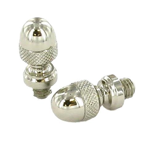 Pair of Acorn Finials in Polished Polished Nickel Lacquered