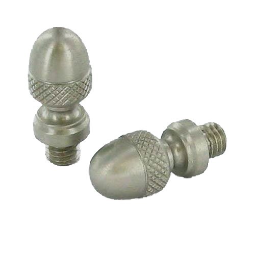 Pair of Acorn Finials in Satin Nickel Lacquered