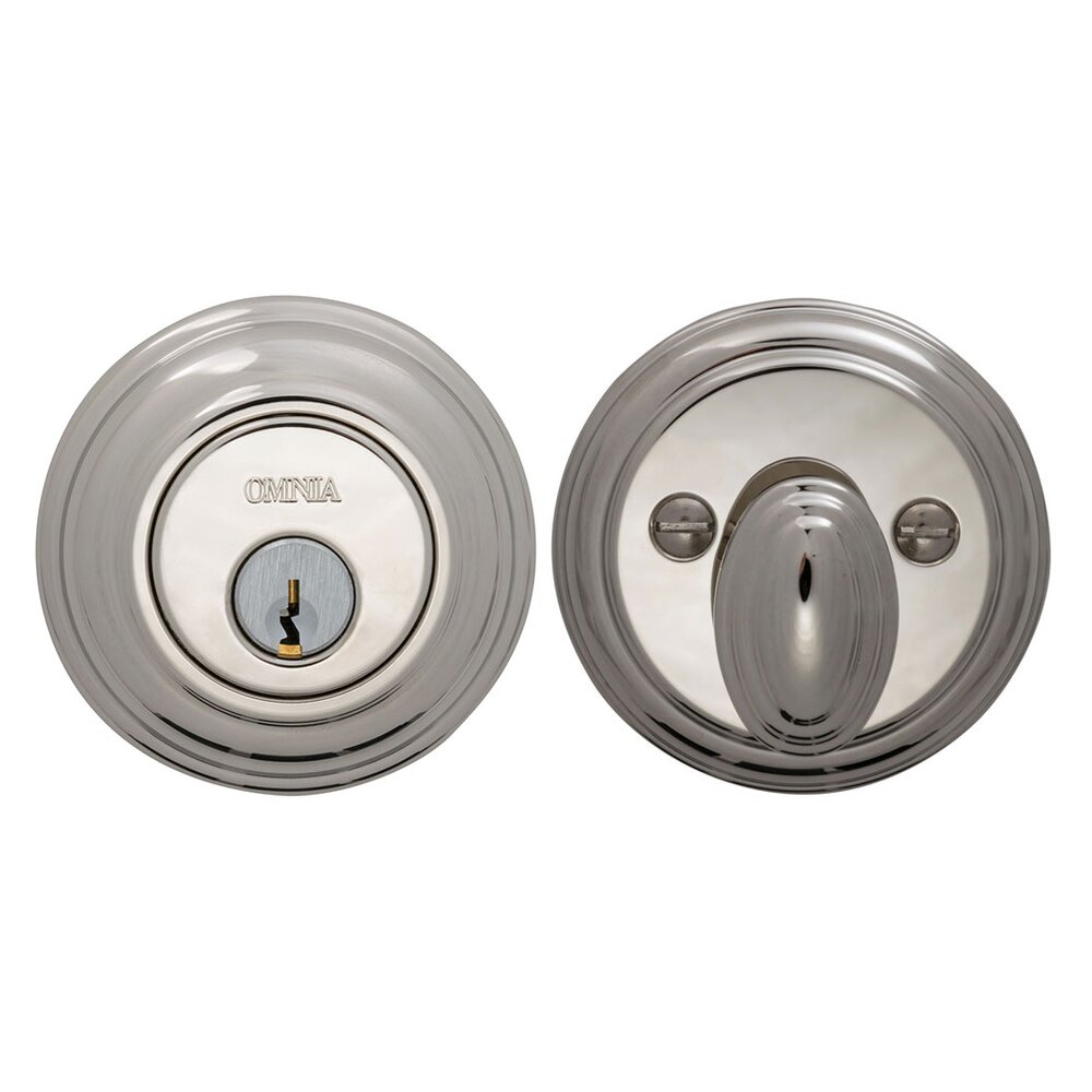 Colonial Single Cylinder Deadbolt in Polished Polished Nickel Lacquered