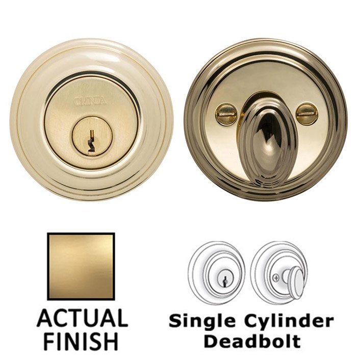 Colonial Single Cylinder Deadbolt in Satin Brass Lacquered