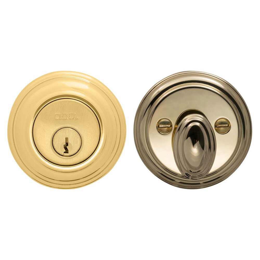 Colonial Single Cylinder Deadbolt in Polished Brass Lacquered