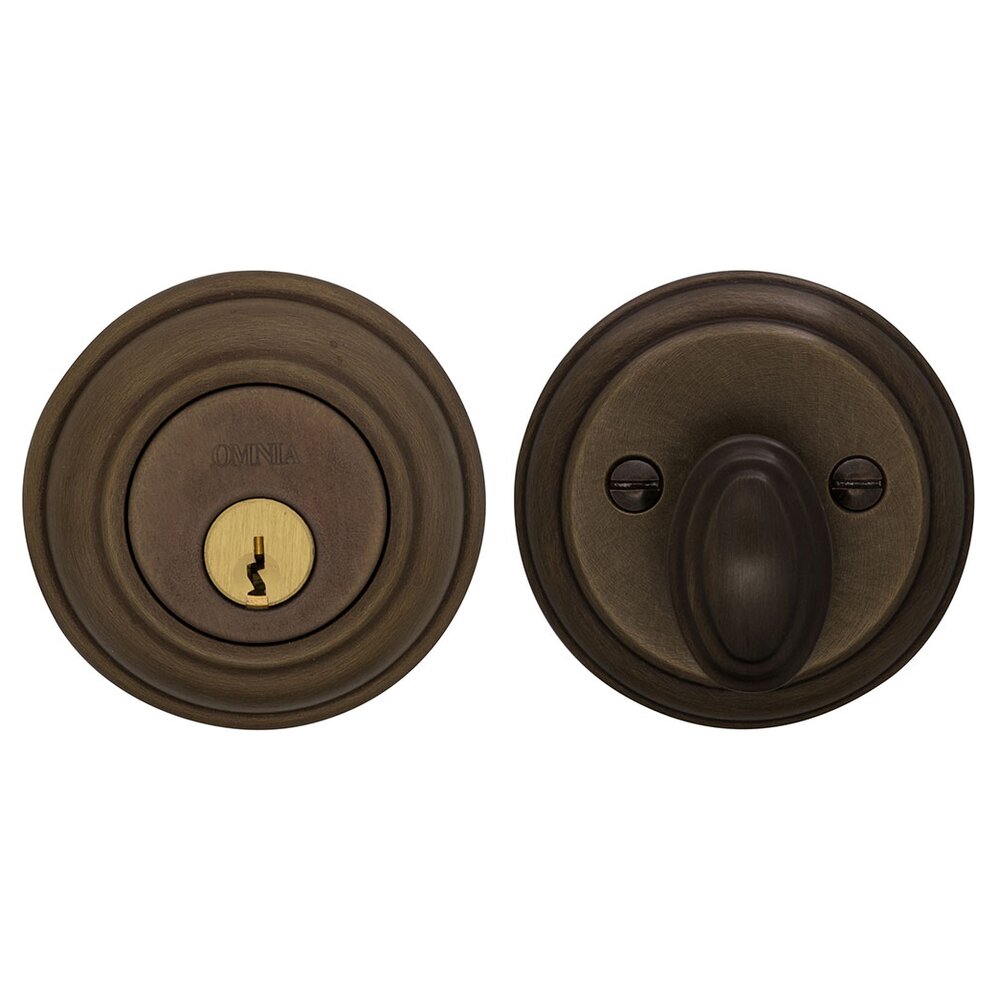 Colonial Single Cylinder Deadbolt in Antique Bronze Unlacquered