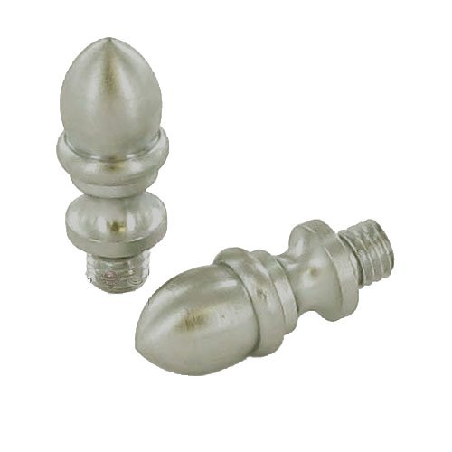 Pair of Crown Finials in Satin Nickel Lacquered