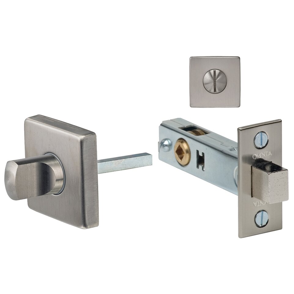 Modern Mortise Square Privacy Bolt in Brushed Stainless Steel