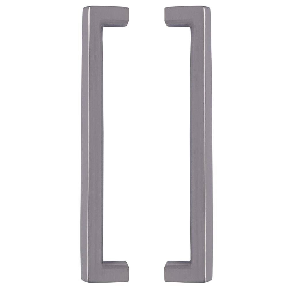 12" Centers Square Rounded Back to Back Door Pull in Satin Nickel Lacquered