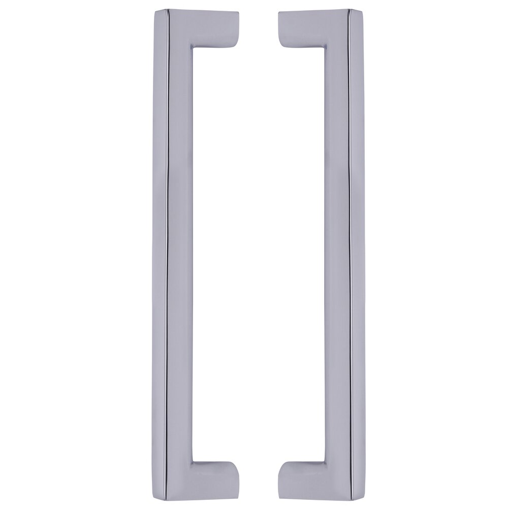 12" Centers Square Rounded Back to Back Door Pull in Polished Chrome