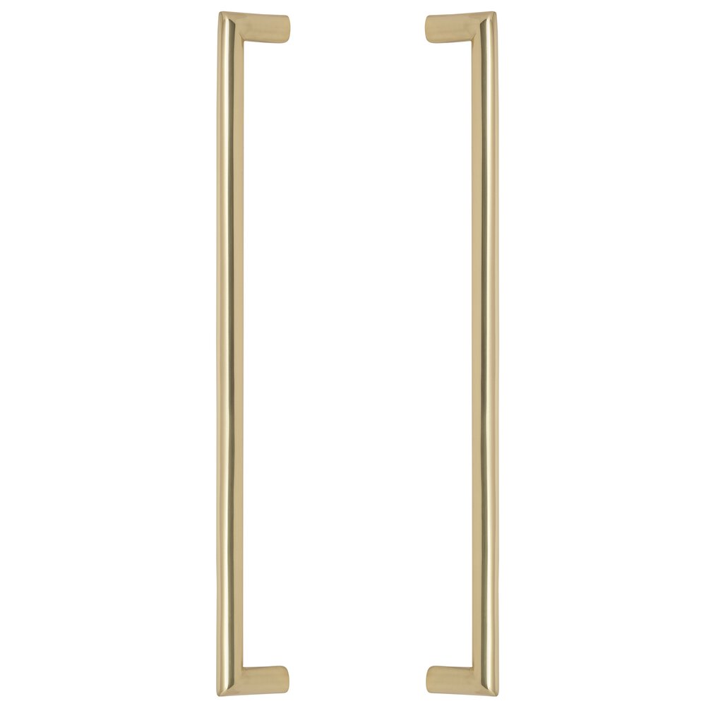 18" Centers Miter Back to Back Door Pull in Polished Brass Unlacquered