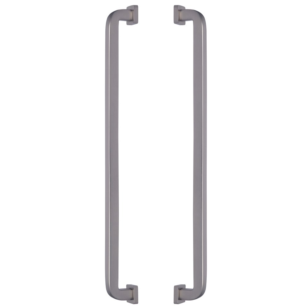 18" Centers Square Radius Back to Back Door Pull in Satin Nickel Lacquered