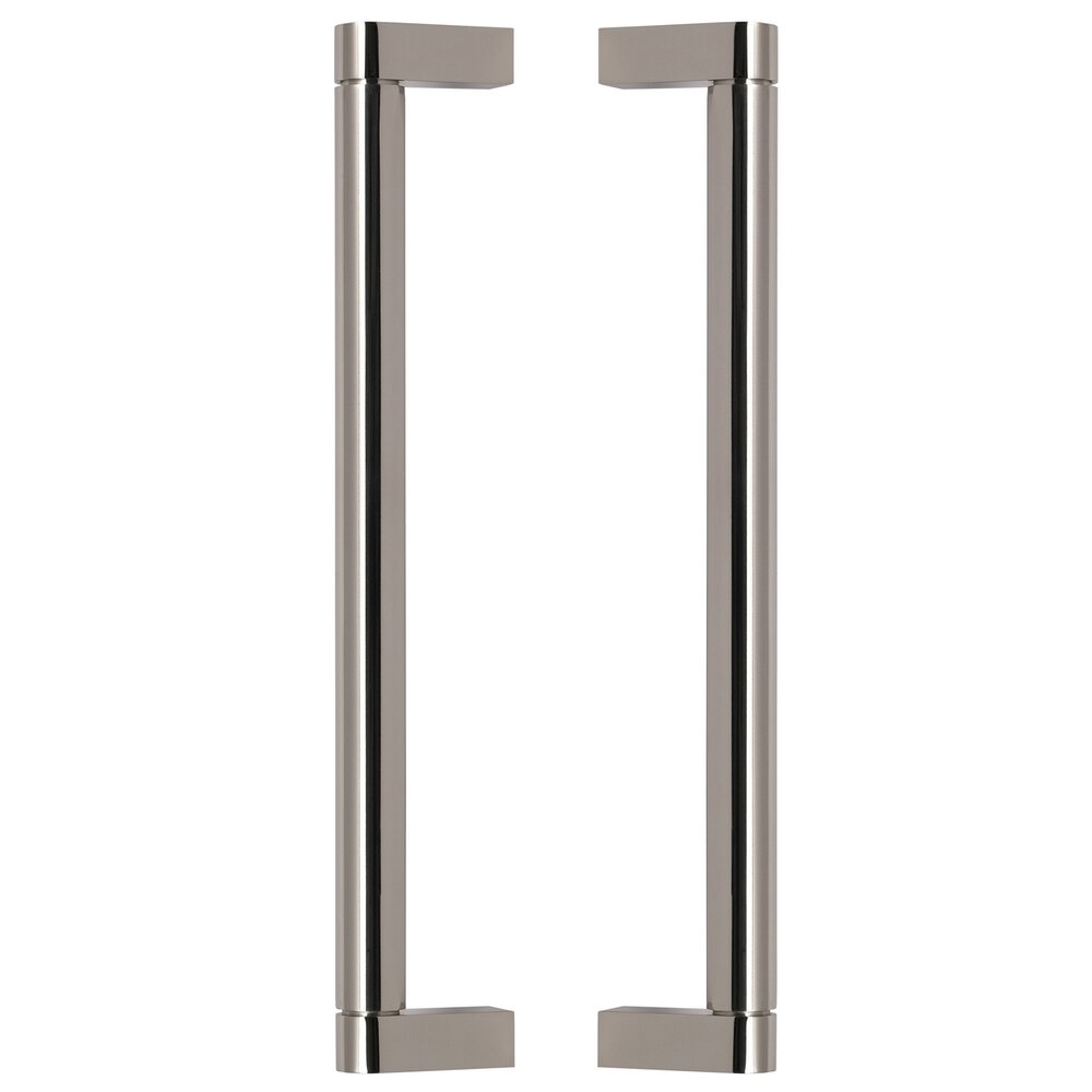 12" Centers Plain Back to Back Door Pull in Polished Nickel Lacquered