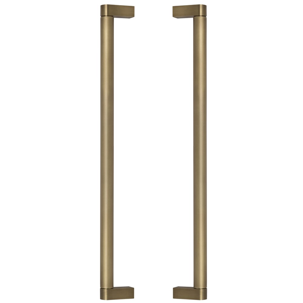 18" Centers Plain Back to Back Door Pull in Antique Brass Lacquered